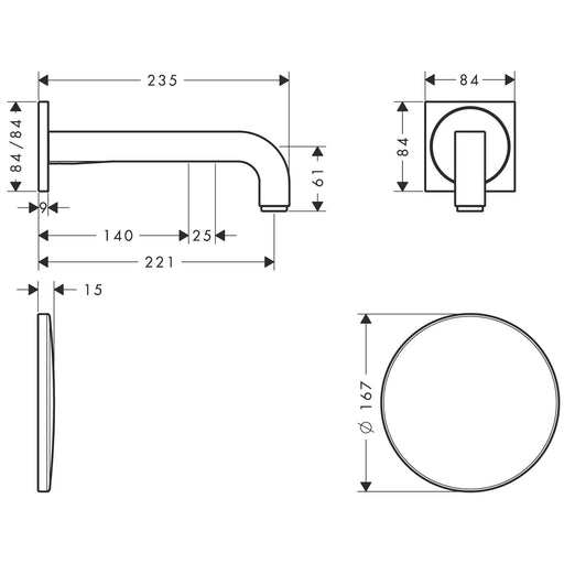 Hansgrohe - Waschtischmischer Unterputz AXOR Citterio Elektronik langer Auslauf chrom