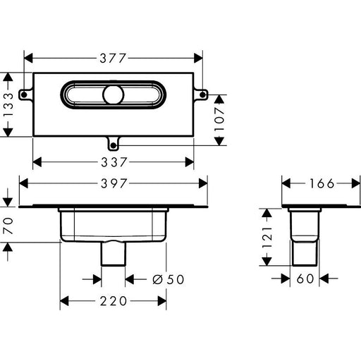 Hansgrohe - GK Duschrinnen AXOR uBox universal Ablaufgehäuse für vertikale Installation