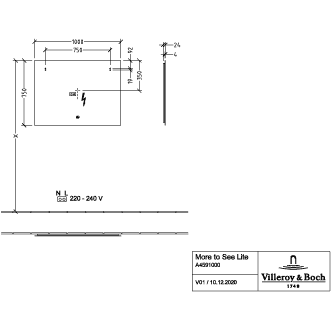 VILLEROY & BOCH - Spiegel More to See Square A47510 1000x700x27mm mit Beleuchtung