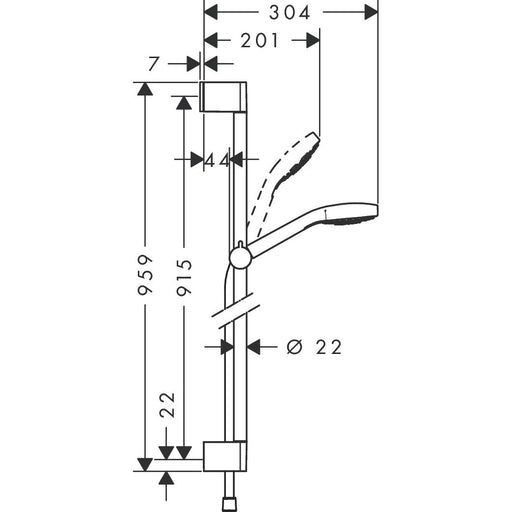 Hansgrohe - Brausenset CROMA Select S 1jet/ UNICA'CROMETTA 900mm weiß/chrom