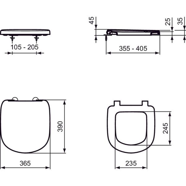 Ideal Standard - WC-Sitz EUROVIT PLUS, für Kompakt-WC Softclosing, weiß