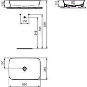 Ideal Standard - Schale IPALYSS, o.Hl., o.Ül., 550x380x120mm, Weiß, neue Nr