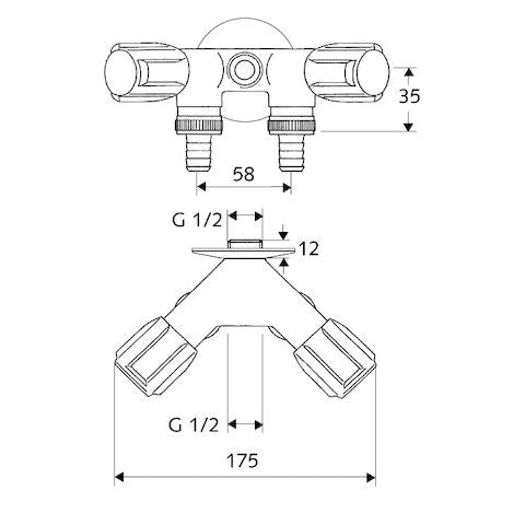 SCHELL - NA-Doppelventil 1/2, chrom COMFORT m. 2 Anschl, m. RV