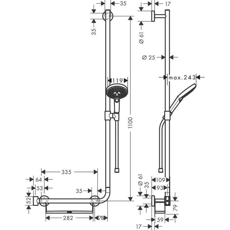 Hansgrohe - Brausenset RAINDANCE Select S 120 UNICA Comfort 1100mm R chrom