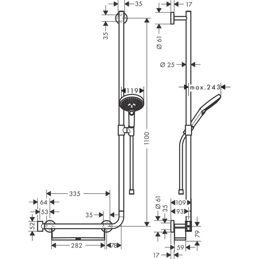 Hansgrohe - Brausenset RAINDANCE Select S 120 UNICA Comfort 1100mm R chrom
