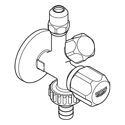 Grohe - Kombi-Eckventil 22036 DN15 1/2''x3/8''x3/4'' selbstd. A.-gew. chrom