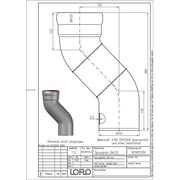 Lorowerk - Etagenbogen 00390. DN 125 Sprung 130mm
