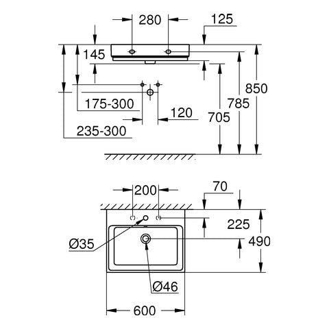 Grohe - Waschtisch Cube Keramik 39473 60cm PureGuard alpinweiß