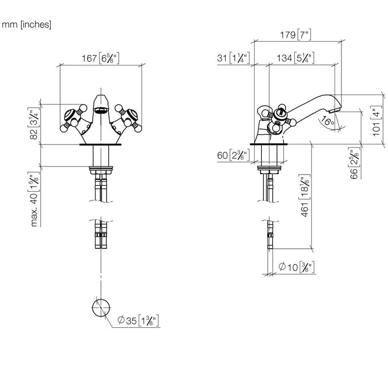 Dornbracht - Waschtischarmatur MADISON 22500360-08 Ausladung 130 platin