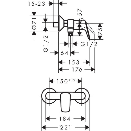Hansgrohe - Brausenmischer Aufputz LOGIS chrom 71600