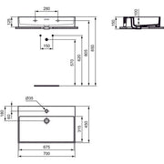 Ideal Standard - Waschtisch EXTRA, 1 Hl., m.Ül., 700x450x150mm, Weiß mit IdealPlus