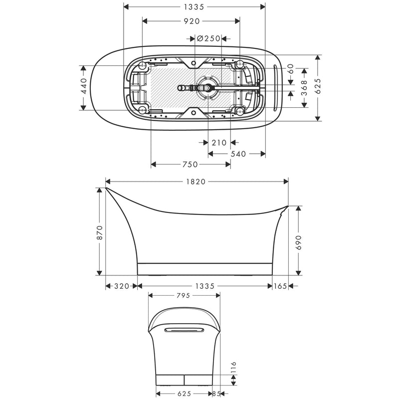 Hansgrohe - Badewanne AXOR Urquiola 1800mm