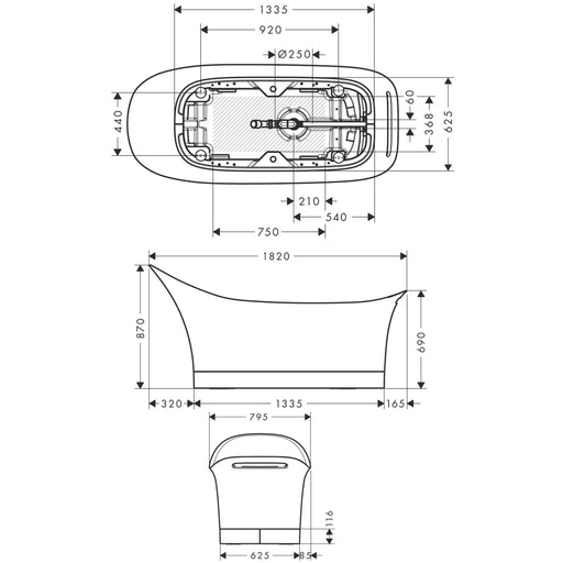 Hansgrohe - Badewanne AXOR Urquiola 1800mm