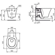 Ideal Standard - Wand-T-WC CONNECT AIR, AquaBlade, unsichtbare Bef., 360x540x350mm, Weiß IP