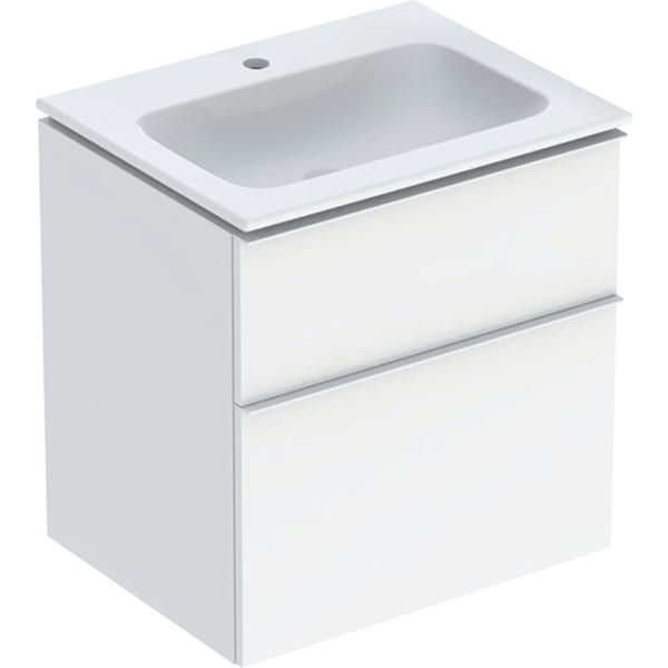 Geberit Vertriebs - iCon Set MWT m. US, 2 Schubl. 60x63x48cm, weiß hgl./Griff weiß matt