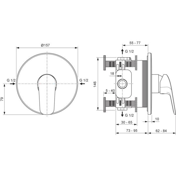 Ideal Standard - IS Brausearmatur UP Ceraflex 2027 Rosette 163x163mm Chrom