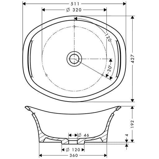 Hansgrohe - Waschschüssel AXOR Urquiola rund 500mm