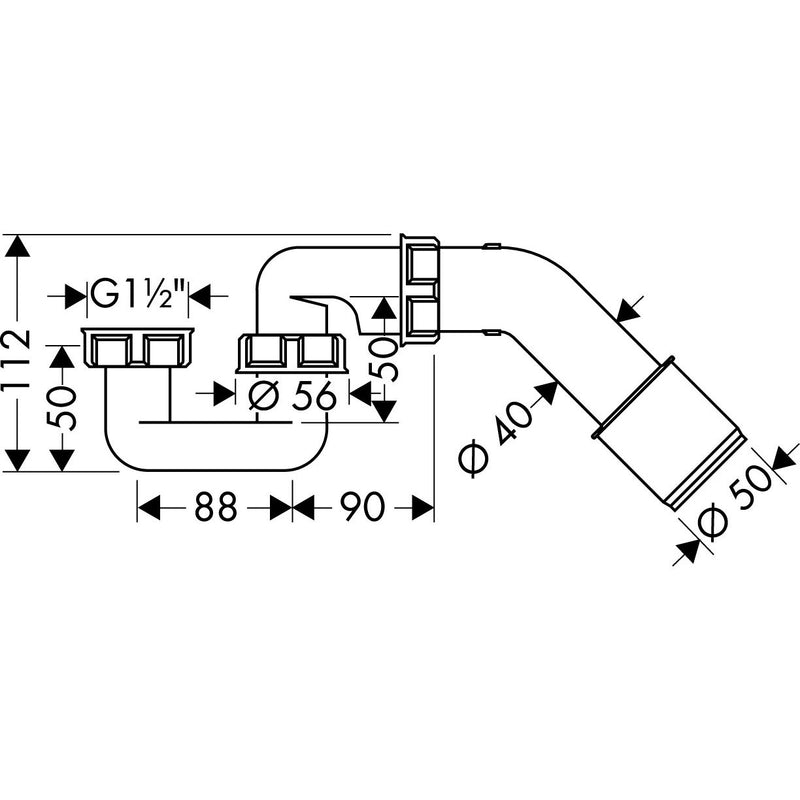 Hansgrohe - DIN-Wannensifon Hostalen 11/2x40/50 56373000