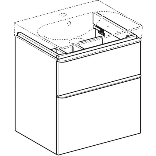Geberit Vertriebs - Smyle Square US für WT, m. 2 Schubl. 58,4x61,7x47cm, Nussbaum