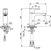 Ideal Standard - WT-Armatur CONNECT AIR, Slim, 5l/min, o.Ablgarn., Ausld.107mm, Sundance gold