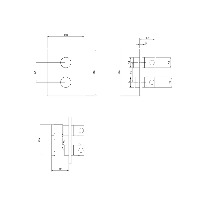 VILLEROY & BOCH - Unterputz-ThermostatUniversal Taps 150x190x58mm Dusche Eckig Chrom