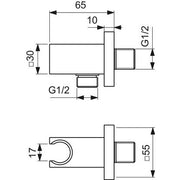 Ideal Standard - Wandhalter IDEALRAIN, eckige Rosette, f.HB u.Brauseschlauch G1/2, Chrom