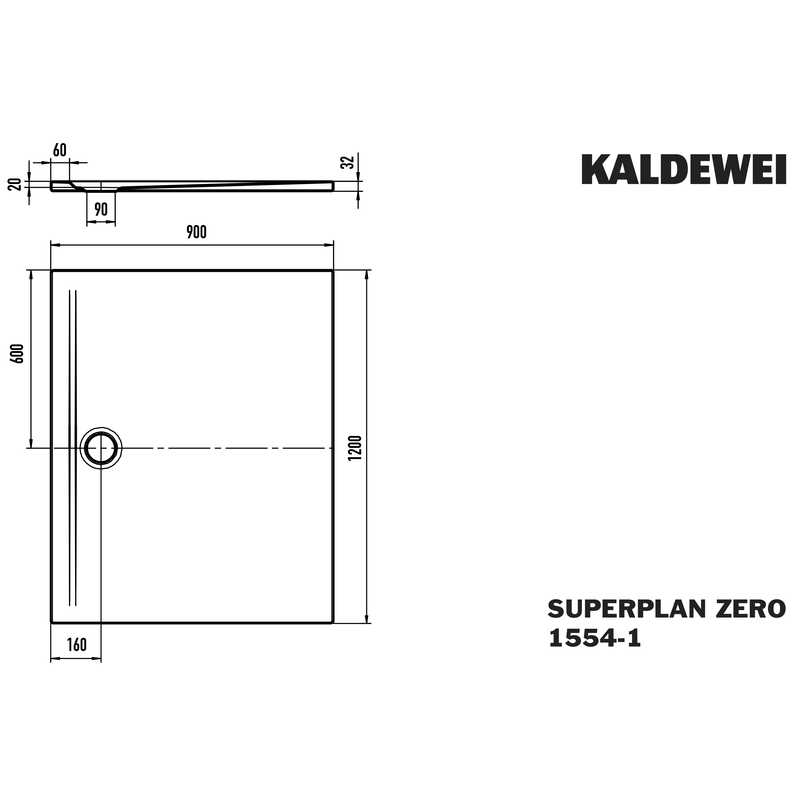 Franz Kaldewei - DW SUPERPLAN ZERO Mod.1554-1, 900x 1200, alpinweiß