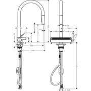 Hansgrohe - Spültischmischer 170 Aquno Select M81 Ausziehbrause 3jet steel