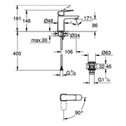 Grohe - EH-Waschtischbatterie Cubeo 101732 S-Size MST kalt PO-Abl.garn