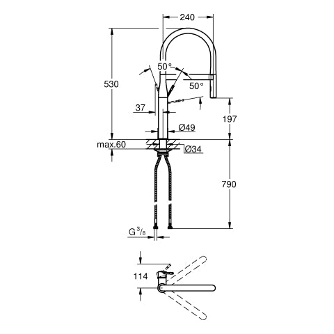 Grohe - EH-Spültischbatterie ESSENCE 30503 ausziehbare Profibrause chrom