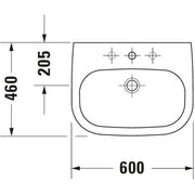 Duravit - Waschtisch D-CODE 600mm 231060 m.ÜL, 1 HL, weiß