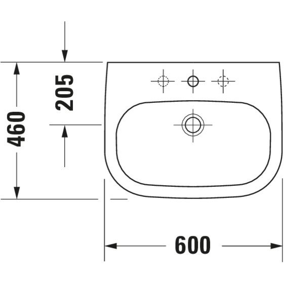 Duravit - Waschtisch D-CODE 600mm 231060 m.ÜL, 1 HL, weiß
