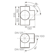 Fornatis - Eckabzweig DN125x100x100 88 Grad