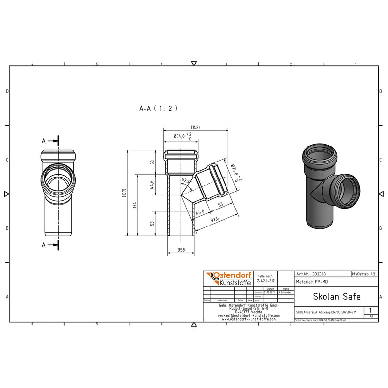 Gebr. Ostendorf - Safe Abzweig DN/OD 58/58 67Grad