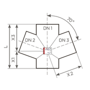 Fornatis - Doppelabzweig DN100x100x100 70 Grad