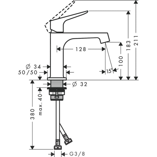 Hansgrohe - Waschtisch EHM AXOR CITTERIO M 34017000 chrom o.Ablaufgarnitur
