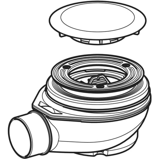 Geberit Vertriebs - Duschwannenablauf d90 m. Ablaufdeckel Sperrwasserhöhe 50 mm d50 PP