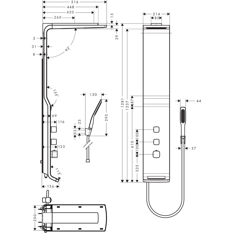 Hansgrohe - Duschpaneel Lift RAINDANCE satinchrom Armaturen chrom