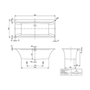 VILLEROY & BOCH - Badewanne Squaro Edge 12 1800x800x 475mm Oval m. System AE TP2 Weiß Alpin