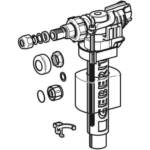 Geberit Vertriebs - Typ 380 Füllventil, WA seitlich 3/8, Nippel aus Messing, für AP-SPK,DE