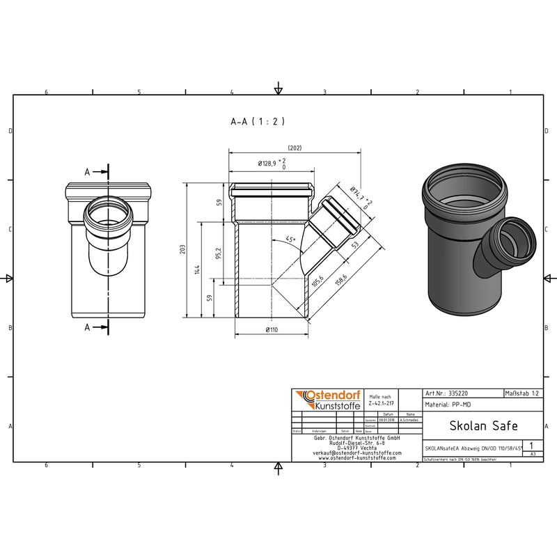 Gebr. Ostendorf - Safe Abzweig DN/OD 110/58 45Grad
