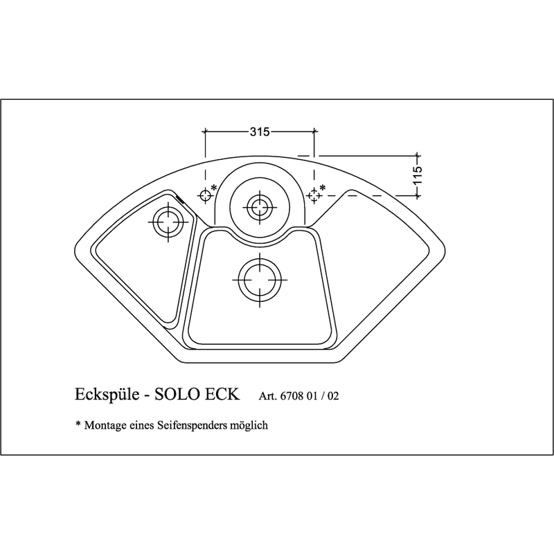 VILLEROY & BOCH - Eck-Spültisch SOLO ECK, 670802 107,5x60,m.Excenterb.,Cplus,weiß