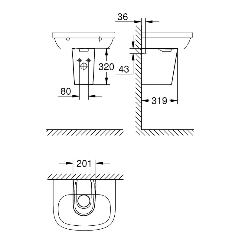 Grohe - Halbsäule ESSENCE Keramik 39570 alpinweiß