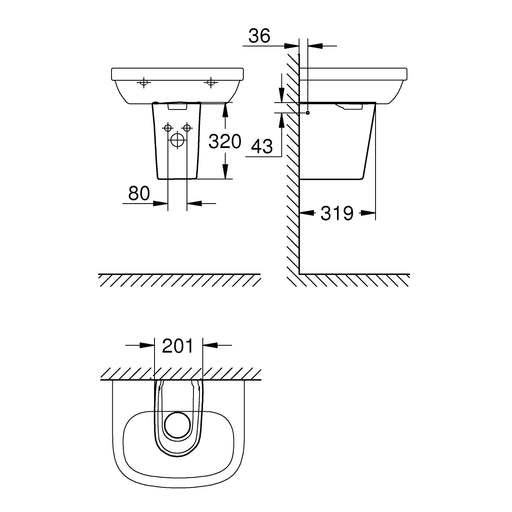 Grohe - Halbsäule ESSENCE Keramik 39570 alpinweiß