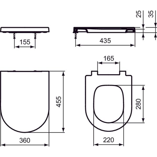 Ideal Standard - WC-Sitz BLEND Round, 360x455x35mm, Weiß