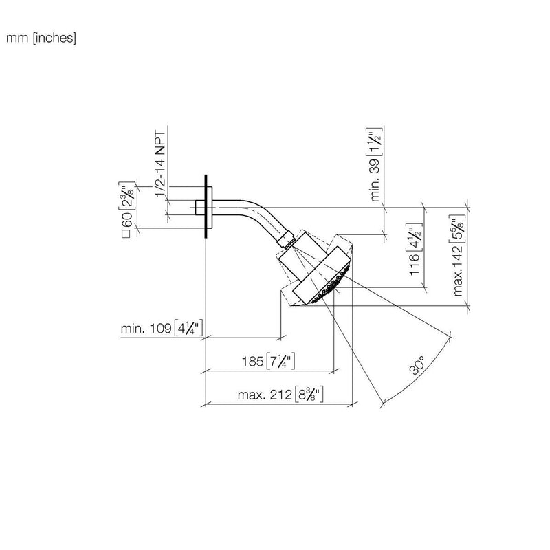 Dornbracht - Kopfbrause SYMETRICS 28508980 Dark Platinum gebürstet