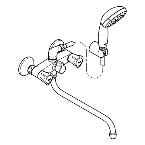 Grohe - 2-Griff-Mehrzweckbatterie Costa 26790 mit Tempesta Wandhalterset chrom