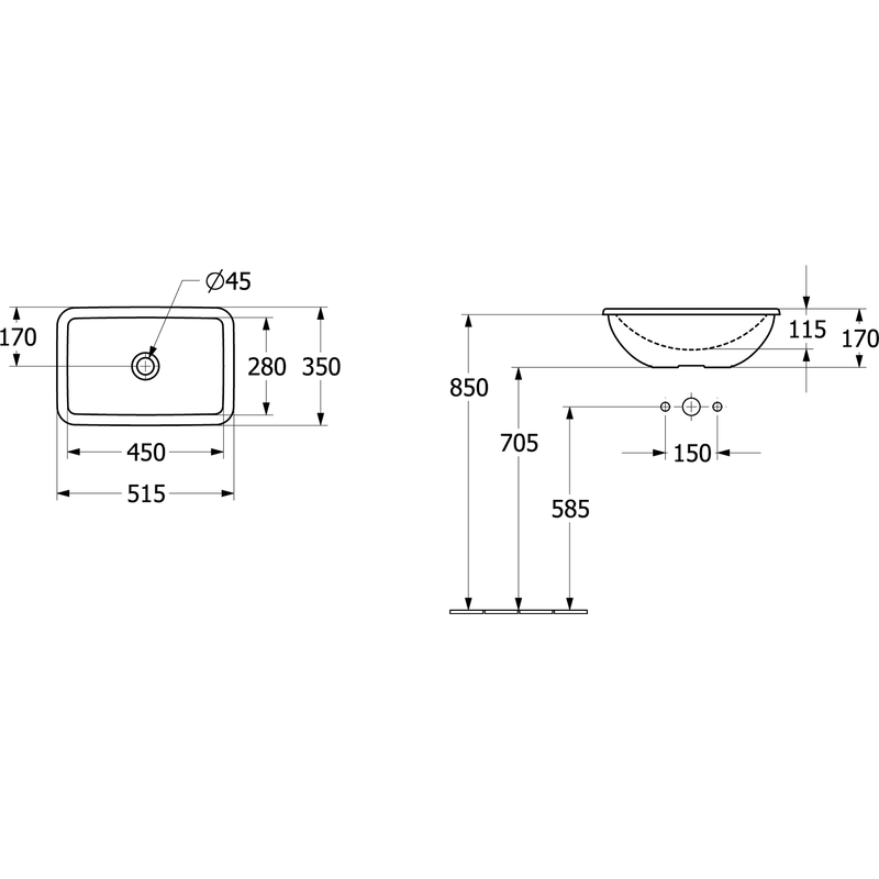 VILLEROY & BOCH - EinbauWT Loop&Friends 4A6400 510x340 mm re-eckig m. ÜL. Weiß Alpin cplus