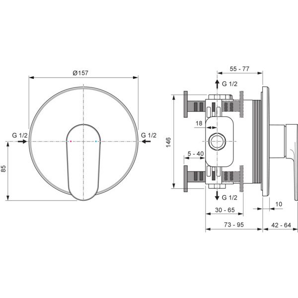 Ideal Standard - IS Brausearmatur UP Cerafine O Nuovo Rosette d:163mm Silver