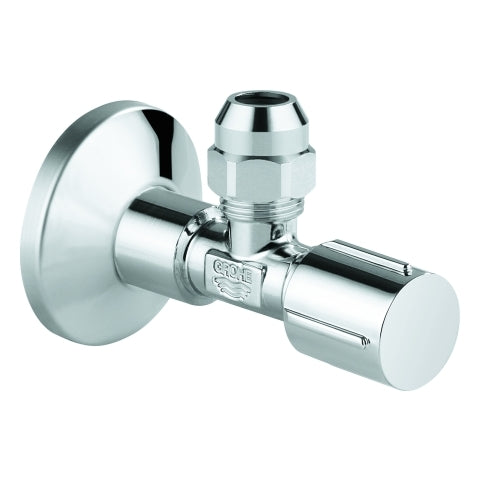 Grohe - Eckventil 22037 1/2x3/8'' Rosette Metallgriff Quetschverschr. 10mm chrom